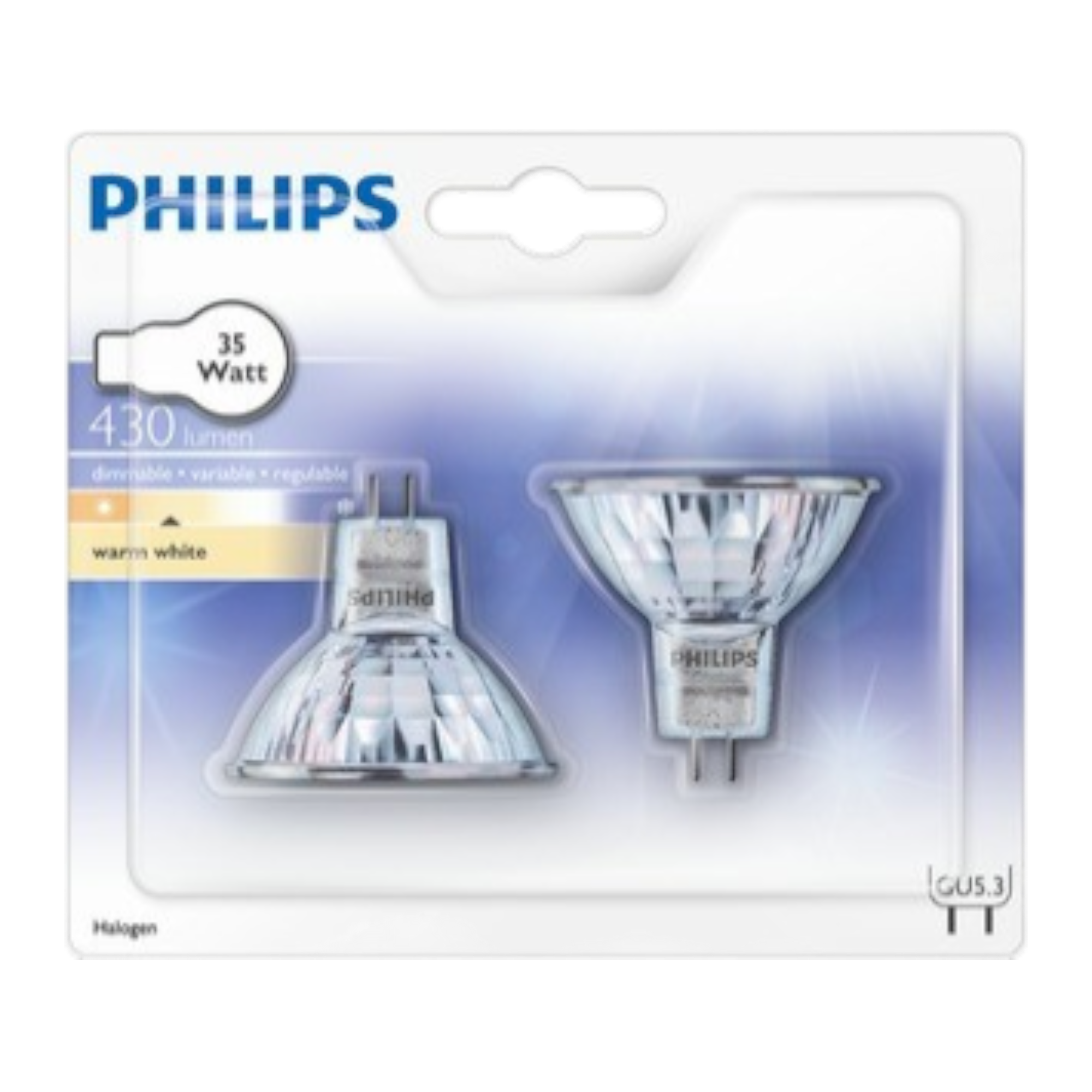Philips GU5.3 Reflektor-Spotlampe, 35 W, warmweiß, 2 Stück, 36°, 12 V
