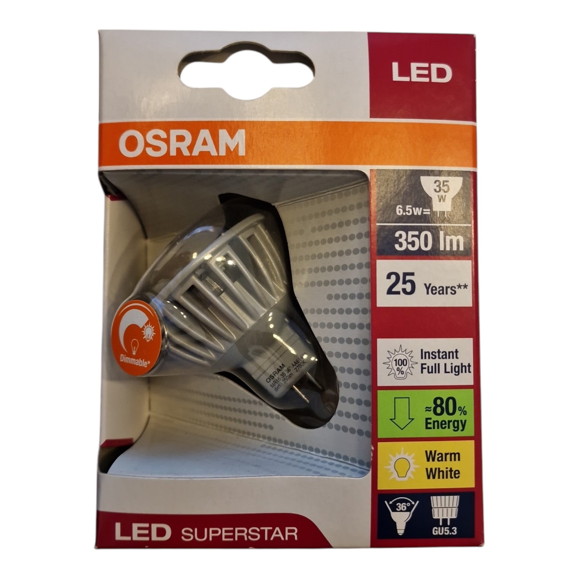 Osram GU5.3 LED Superstar 6.5W 350lm 36° 2700K