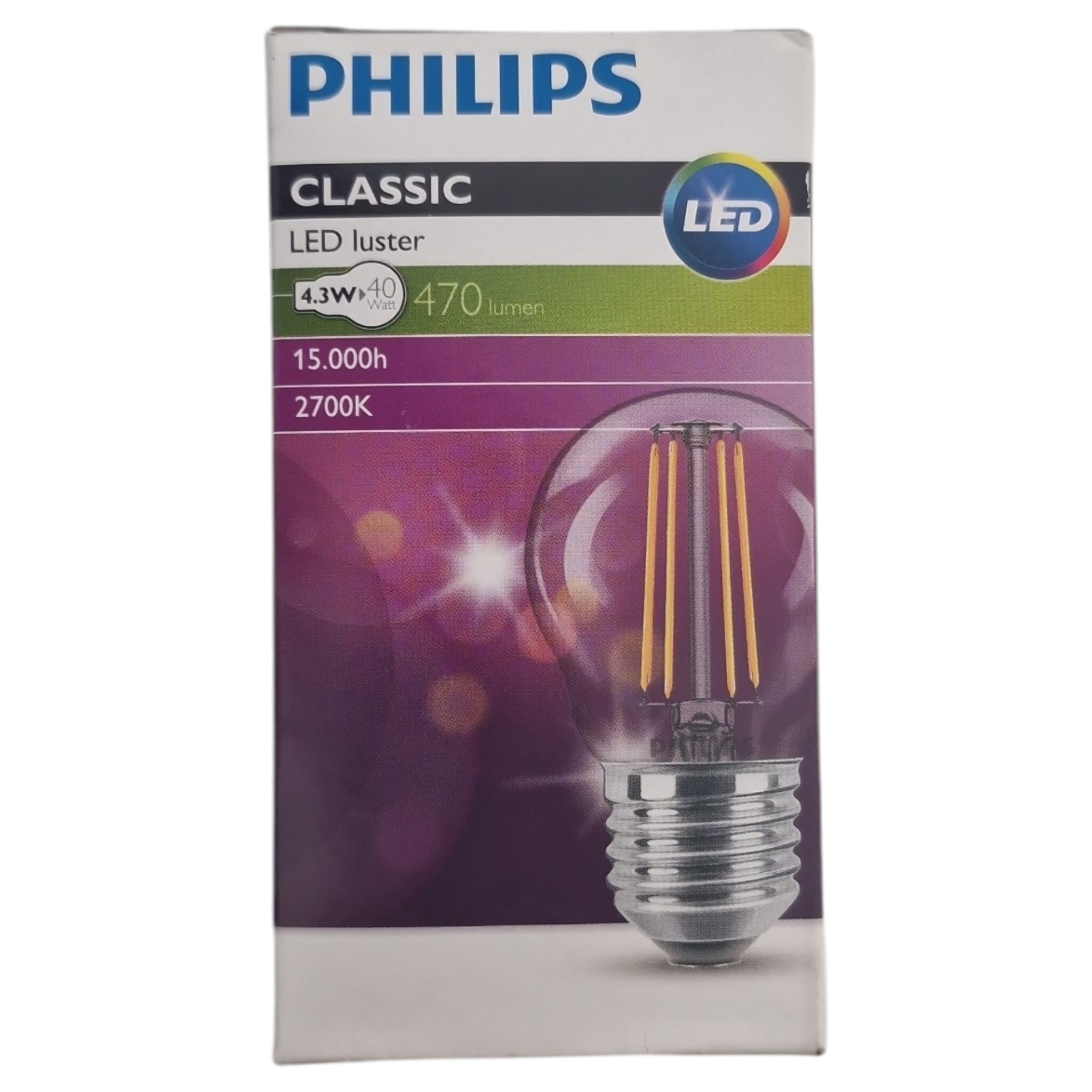 Philips E27 Classic LED Lustre 4.3W 470lm
