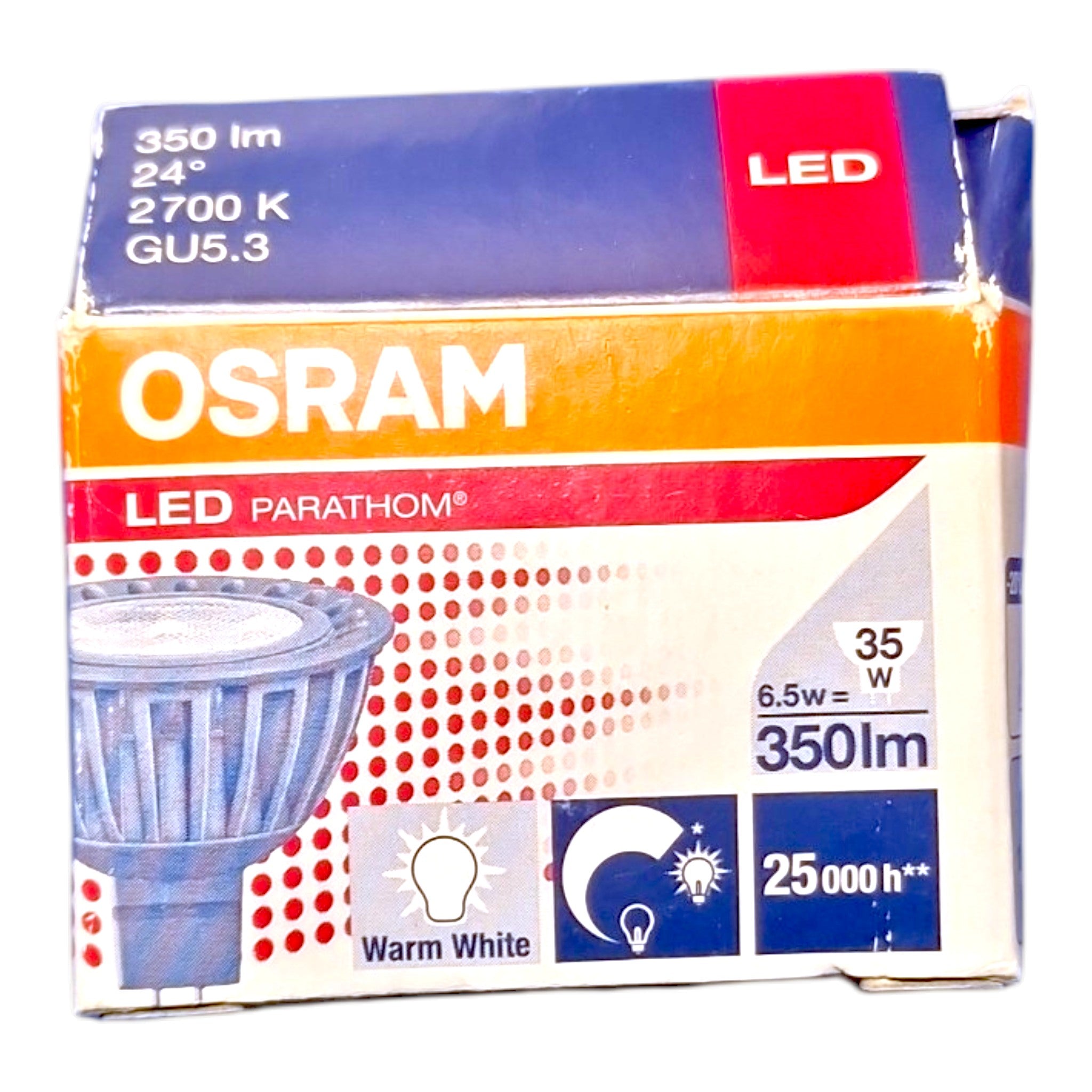 Osram GU5.3 LED Parathom 6.5w 210lm 24º 3000K