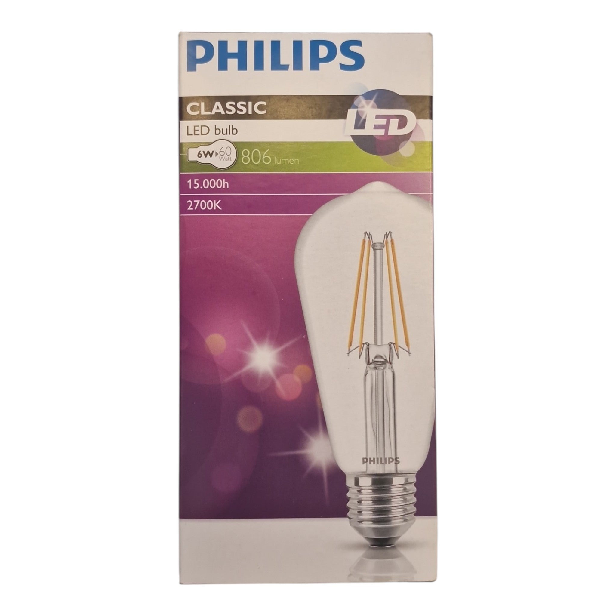 Philips E27 Edison LED lamp 6W 806lm 2700k