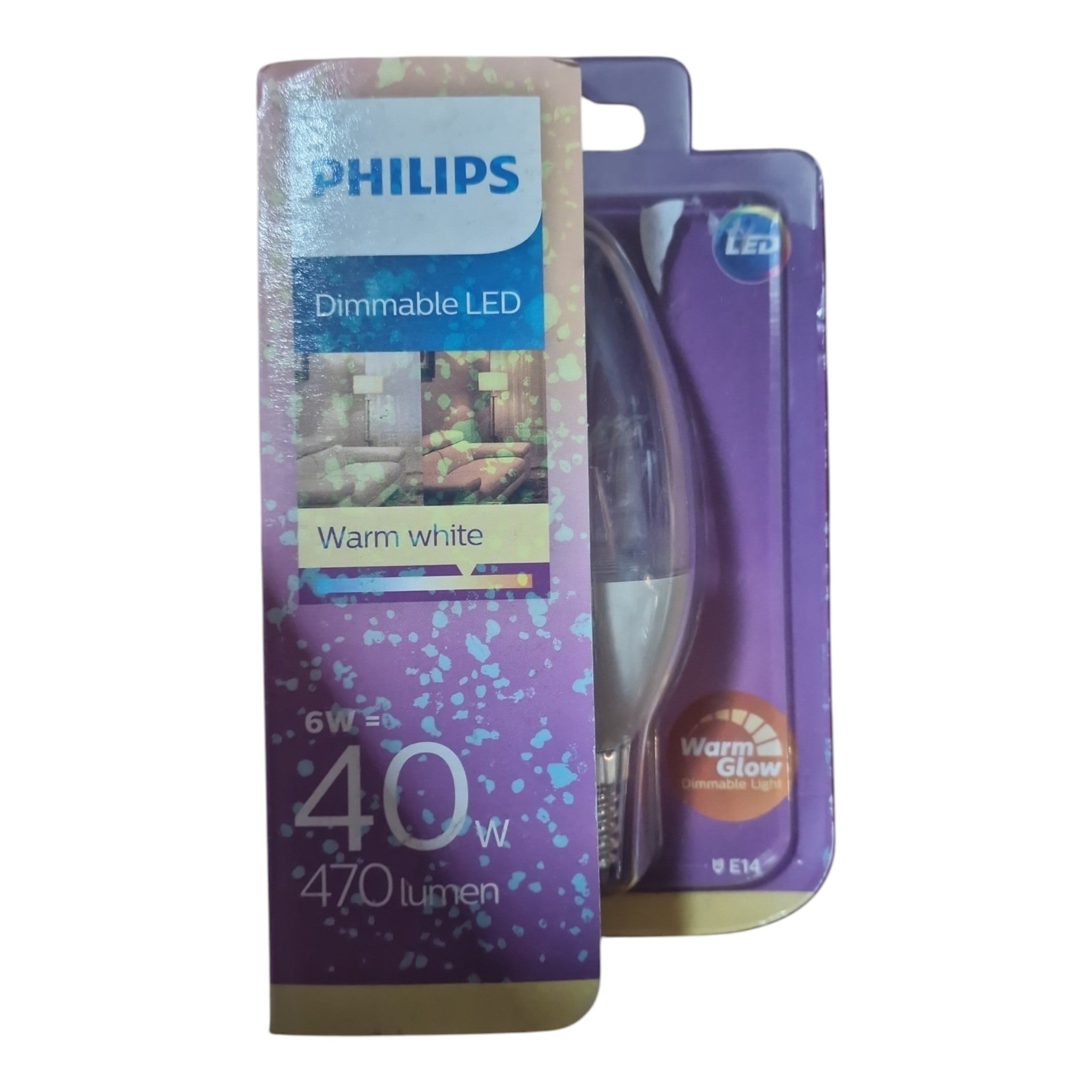 Philips LED lamp E14 6W 470Lm kaars helder dimbaar