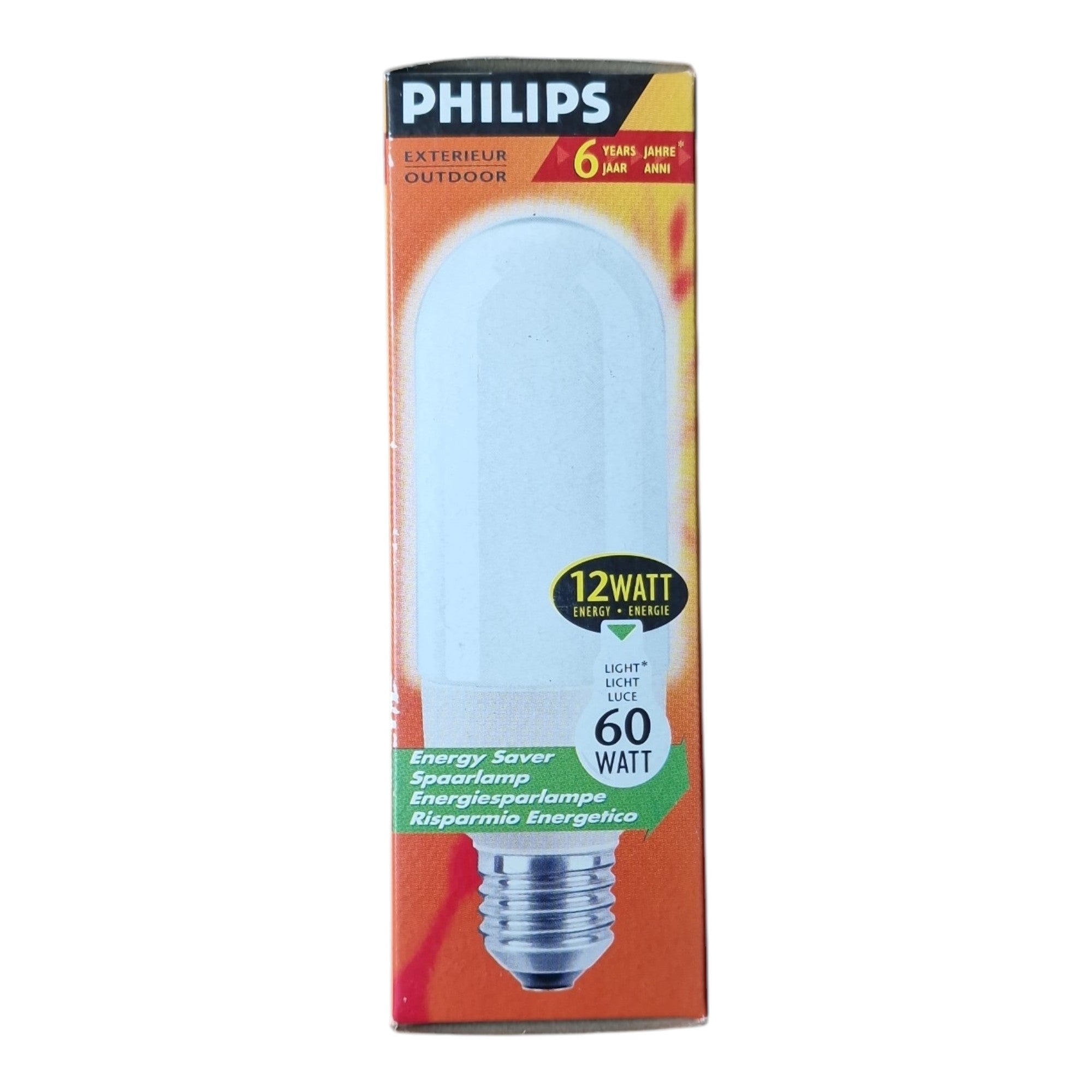 Philips E27 Außenlampe, 600 lm, Energiesparlampe, 12 W, 2700 K 