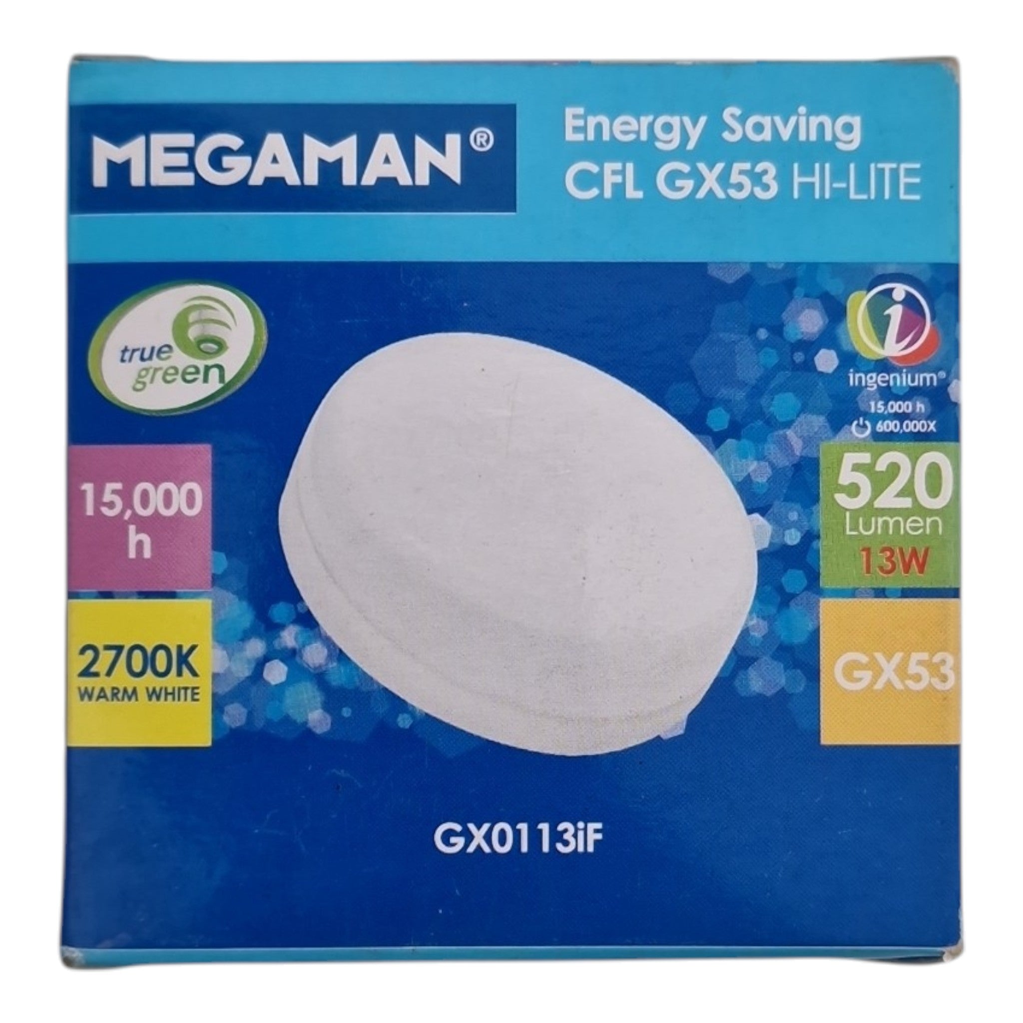 Megaman CFL GX53 Hi-Lite 13W 520lm 2700K ronde spaarlamp