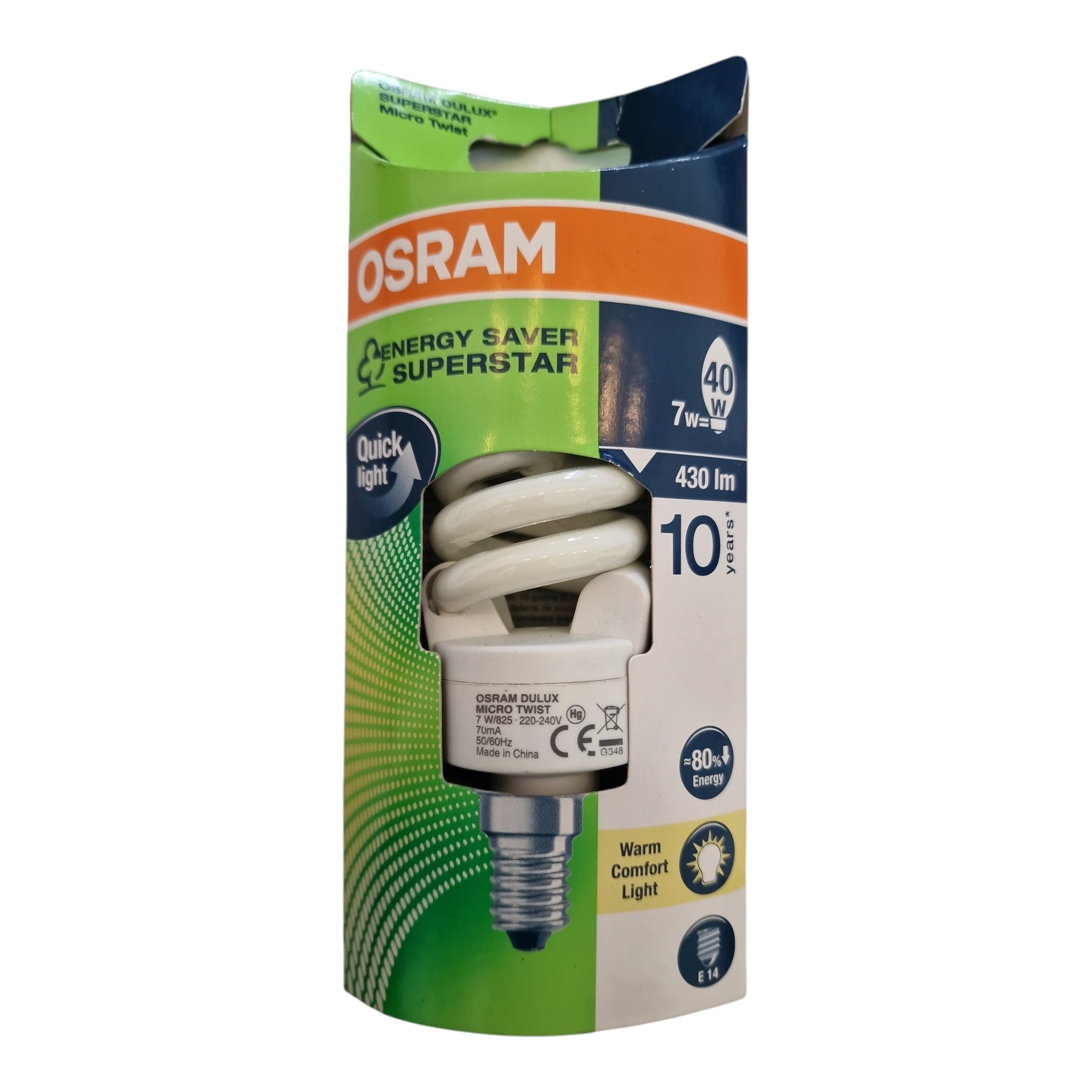 OSRAM E14 Superstar MicroTwist Dulux 7W 430lm Warm Wit