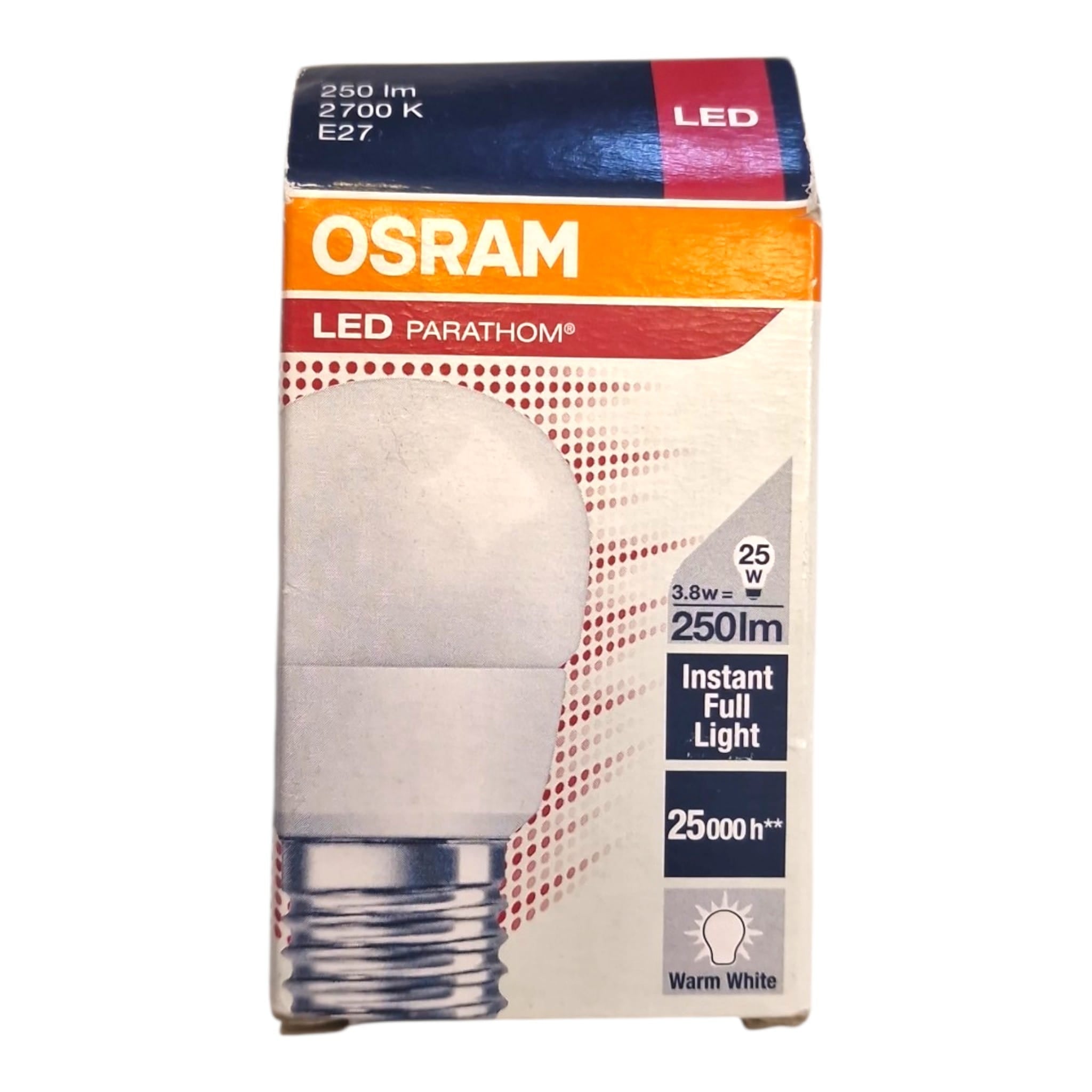 Osram E27 Parathom LED Kogellamp 3.8W Zeer Warm Wit Dimbaar
