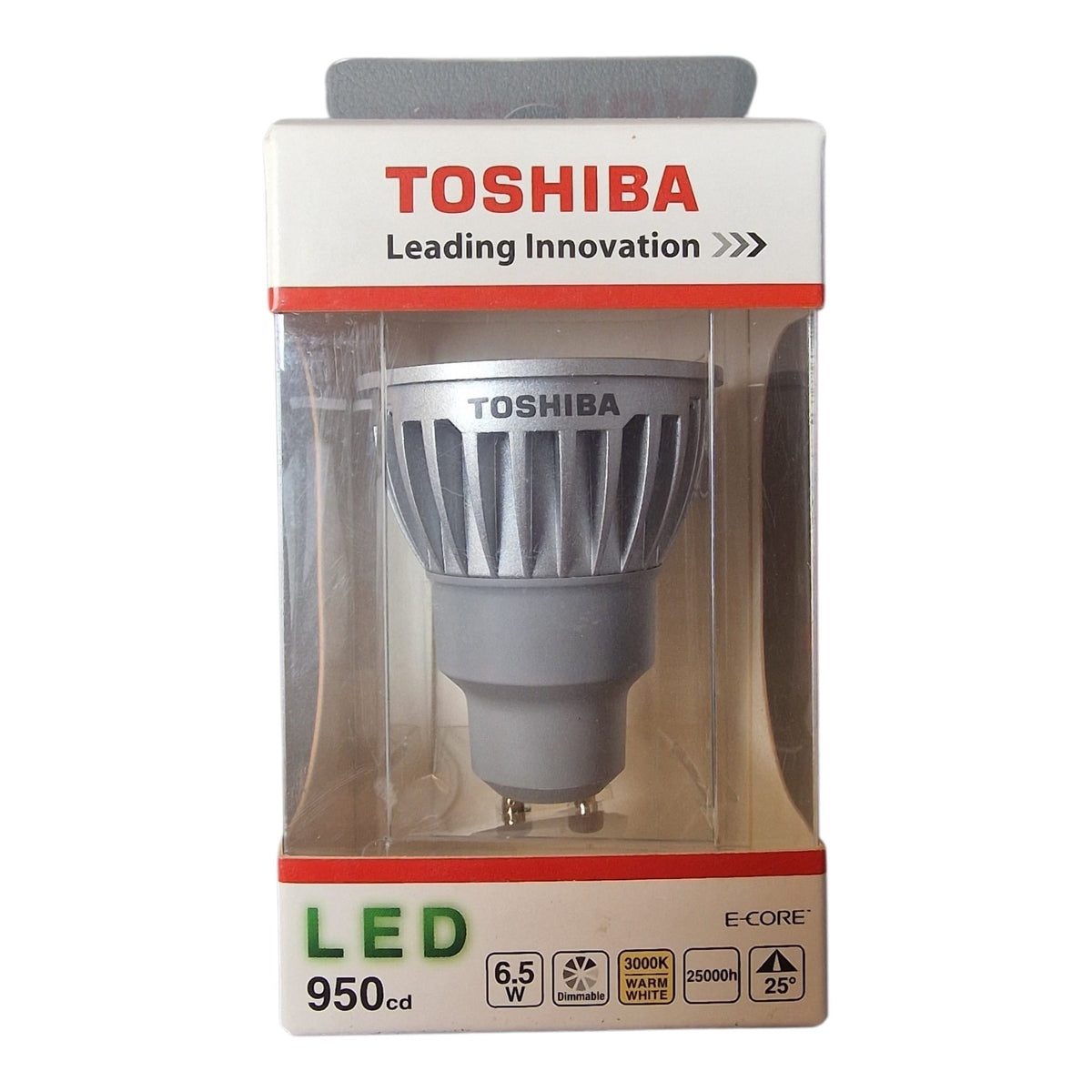 Toshiba GU10 LED E-Core 6.5W 280lm 3000K Dimbaar 25°
